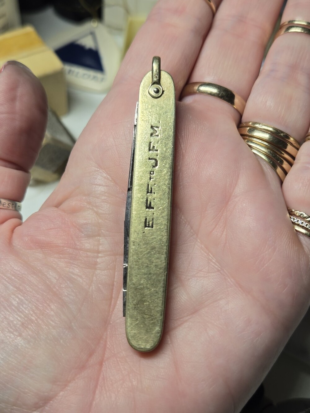 14kt Plated Monogrammed Pocket Knife